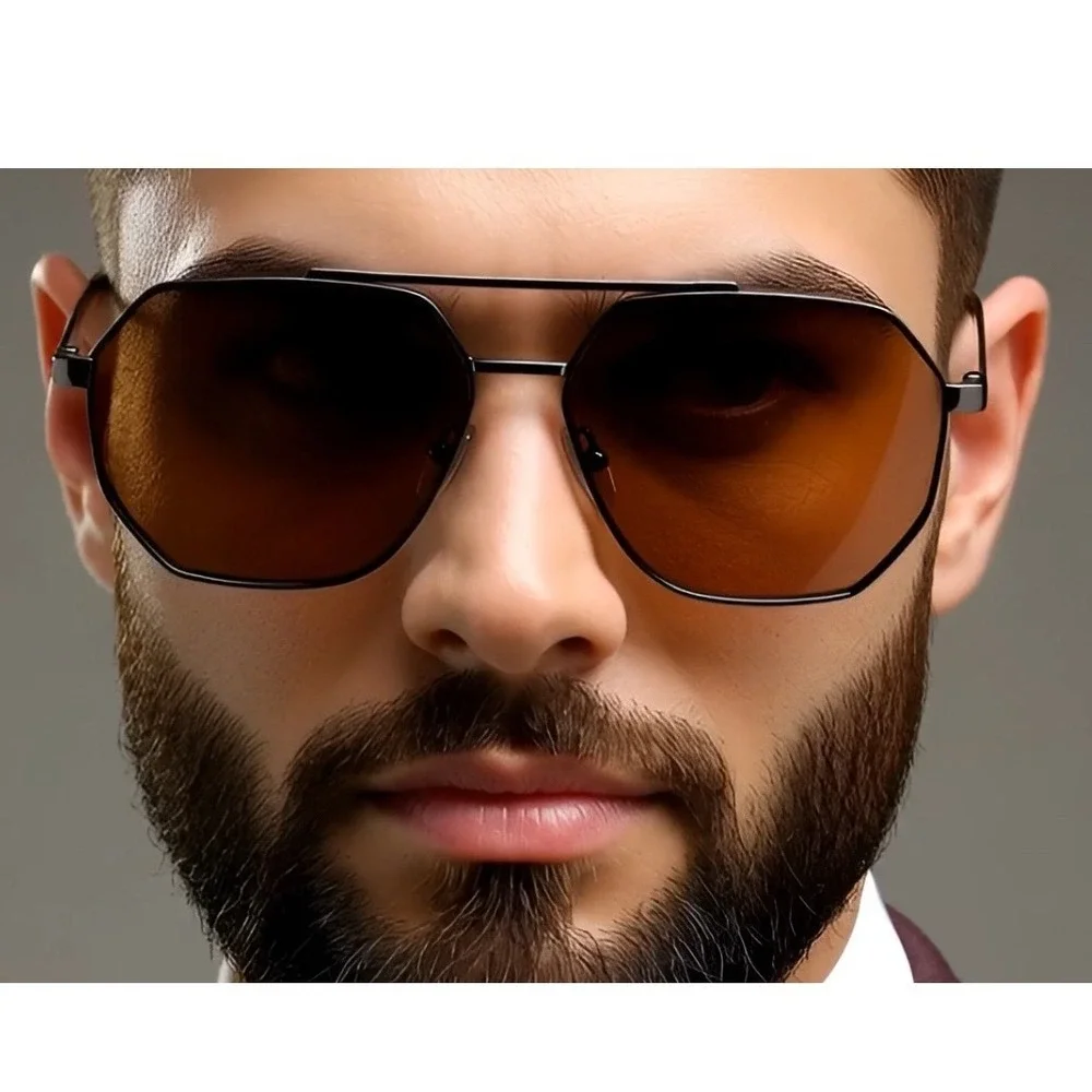 Rimless Sunglasses Men Fashion Designer Polygon Sunglasses Driving Fishing Gafas